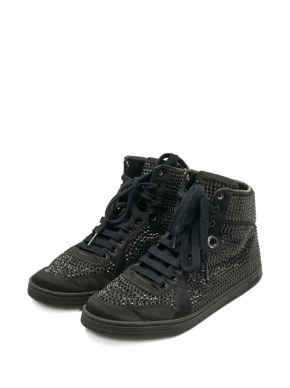 Gucci Pre-Owned Coda crystal embellished high-top sneakers - Zwart