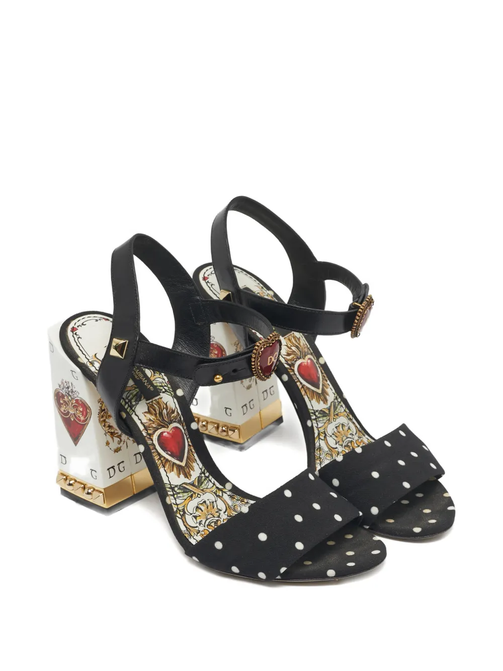 Dolce & Gabbana Pre-Owned polka-dot heart buckle sandals - Zwart
