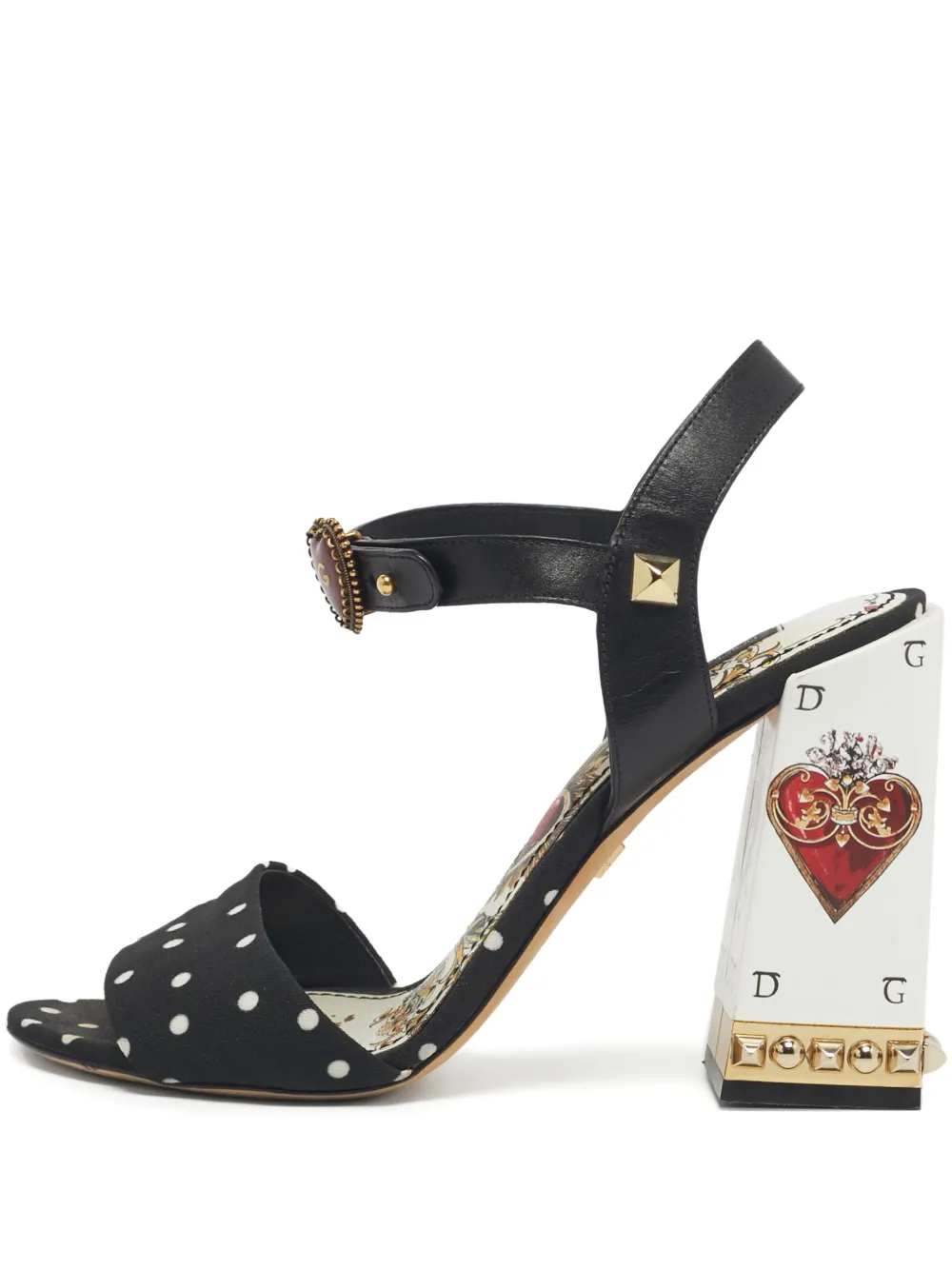 Dolce & Gabbana Pre-Owned polka-dot heart buckle sandals - Nero