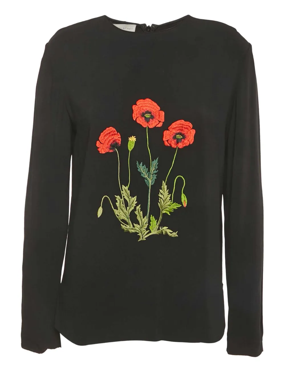 Stella McCartney Pre-Owned floral-embroidery long-sleeve T-shirt - Nero