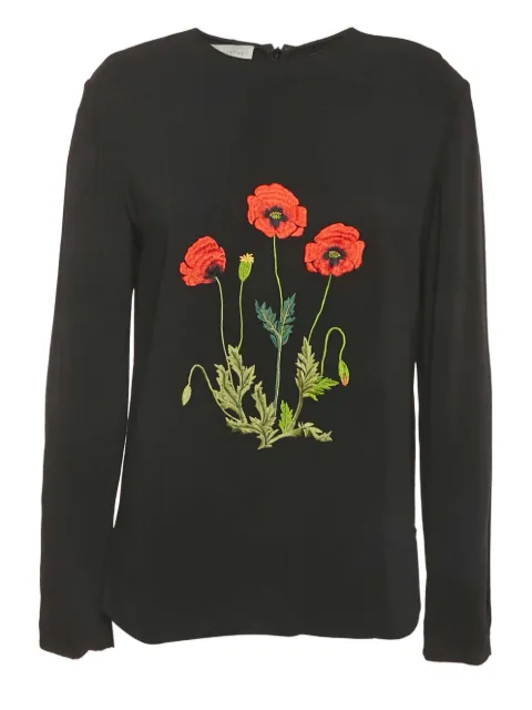 Stella McCartney Pre-Owned floral-embroidery long-sleeve T-shirt