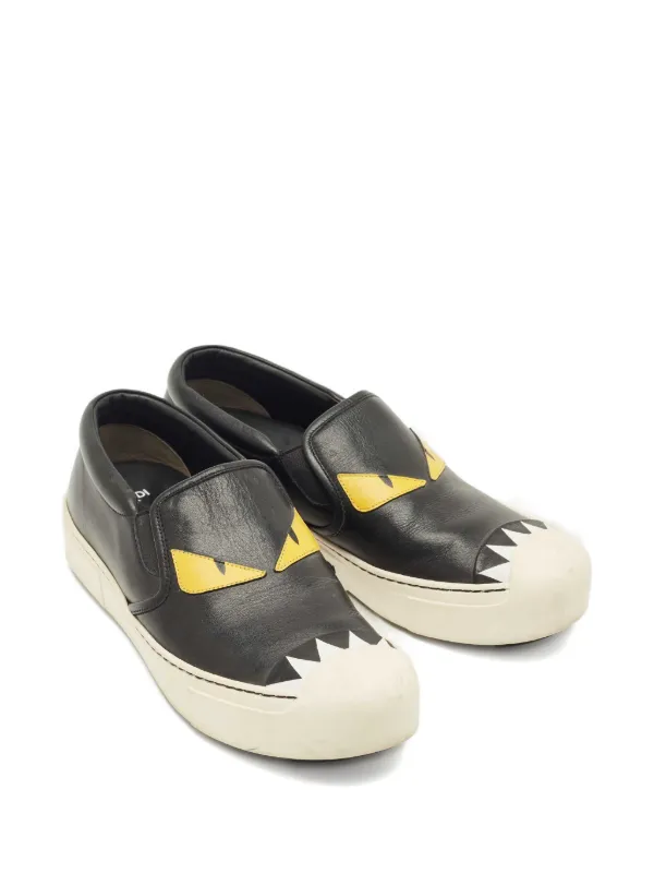 Fendi Pre-Owned Monster レザースニーカー | ブラック | FARFETCH JP