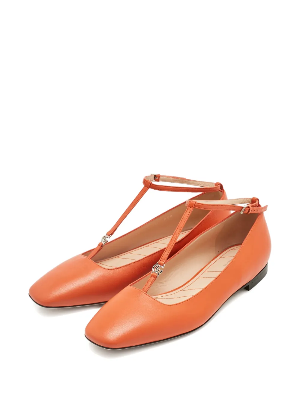 GUCCI Pre-owned Logo Ballet Flats In Orange