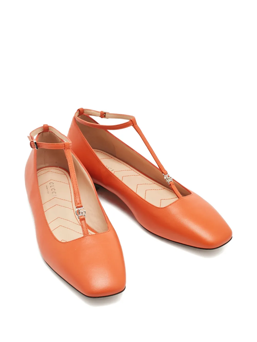 GUCCI Pre-owned Logo Ballet Flats In Orange