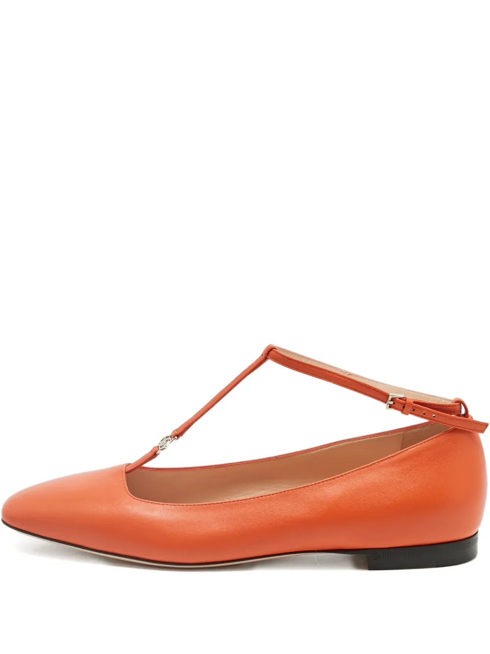 Pre-owned Gucci Logo Ballet Flats In Orange