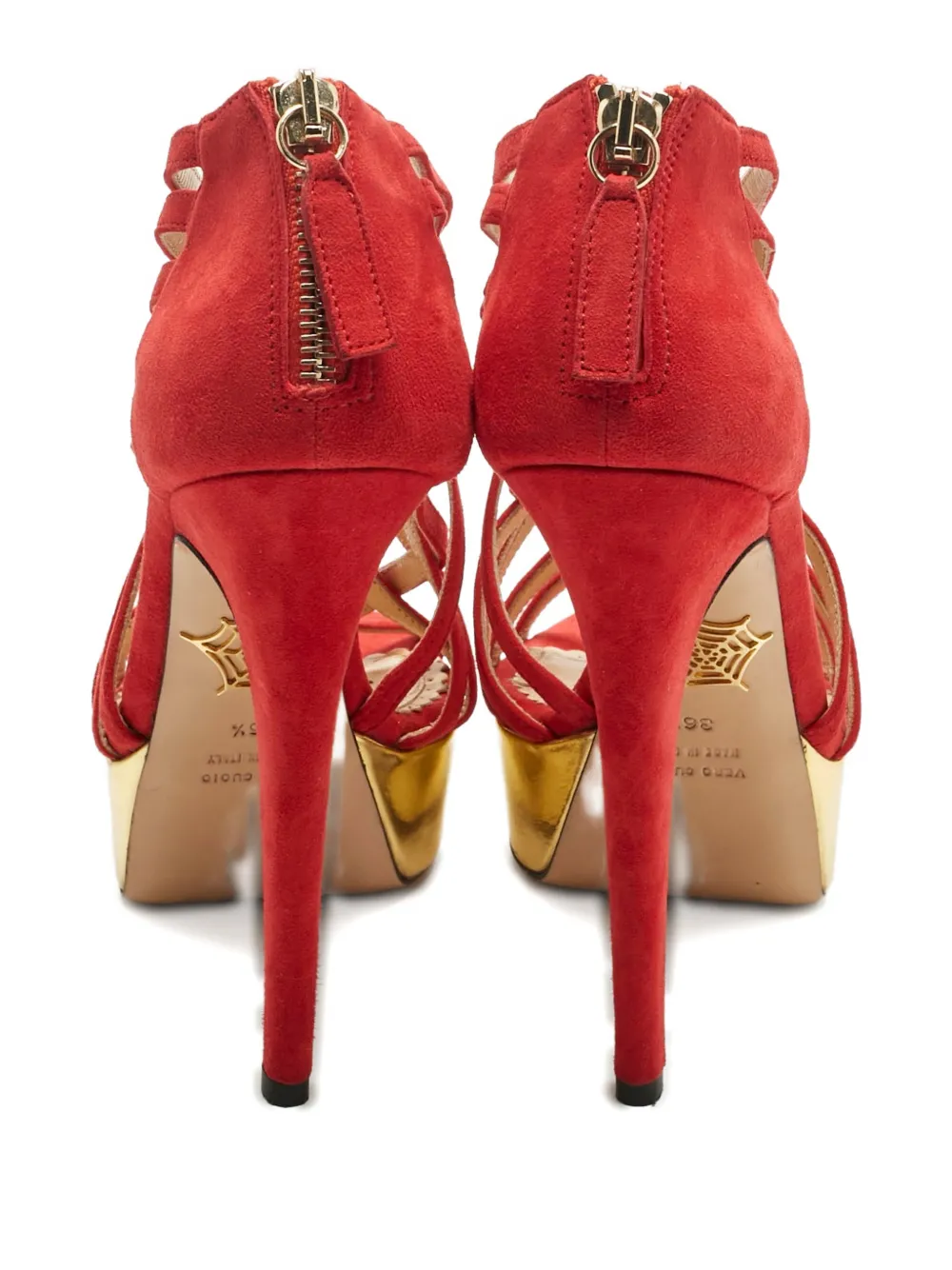 Charlotte Olympia platform suede sandals - Rood