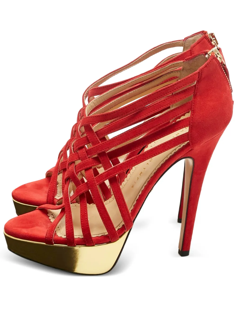 Charlotte Olympia platform suede sandals - Rot