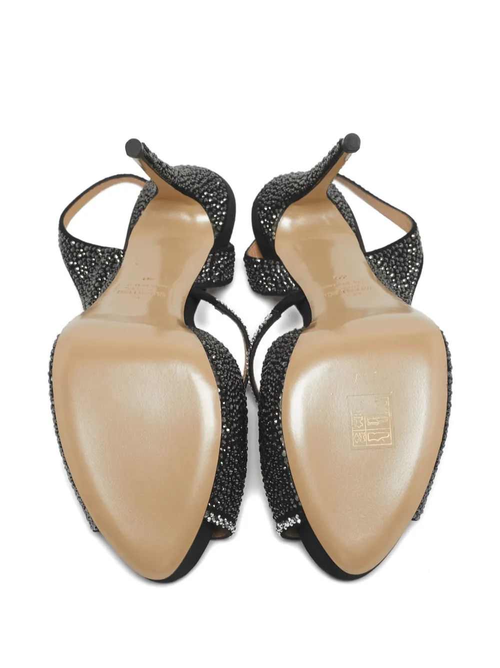 Valentino Garavani Pre-Owned slingback crystal-embellished sandals - Zwart