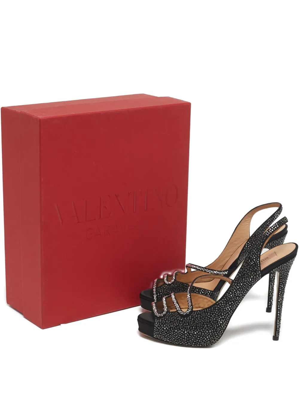 Valentino Garavani Pre-Owned slingback crystal-embellished sandals - Nero