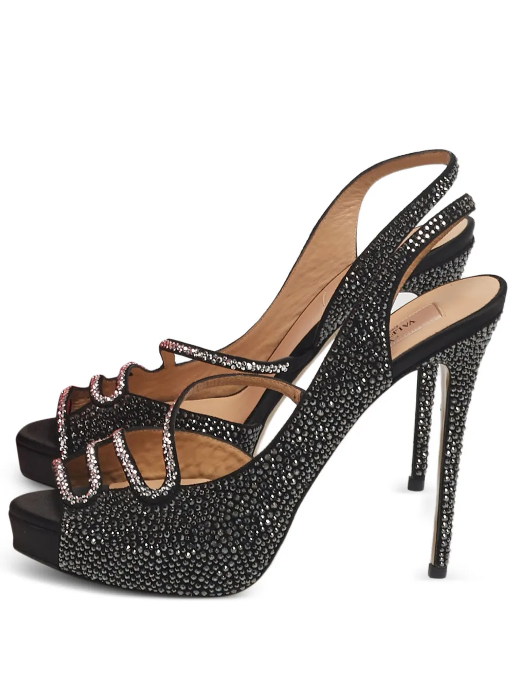 Valentino Garavani Pre-Owned slingback crystal-embellished sandals - Schwarz