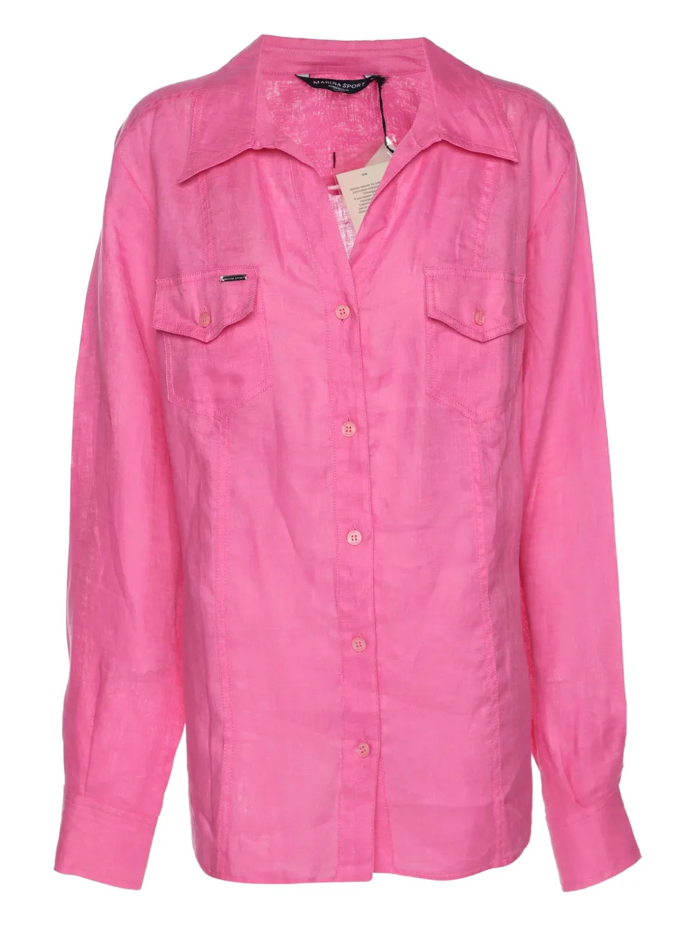 Pre-owned Marina Rinaldi Linen Button-up Shirt In Pink