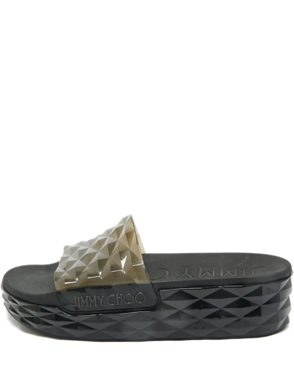 Jimmy Choo Pre-Owned diamond-pattern slides | Grey | Image 1