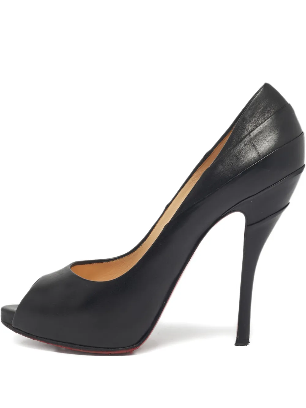 Christian Louboutin Pre-Owned peep-toe leather sandals - Nero