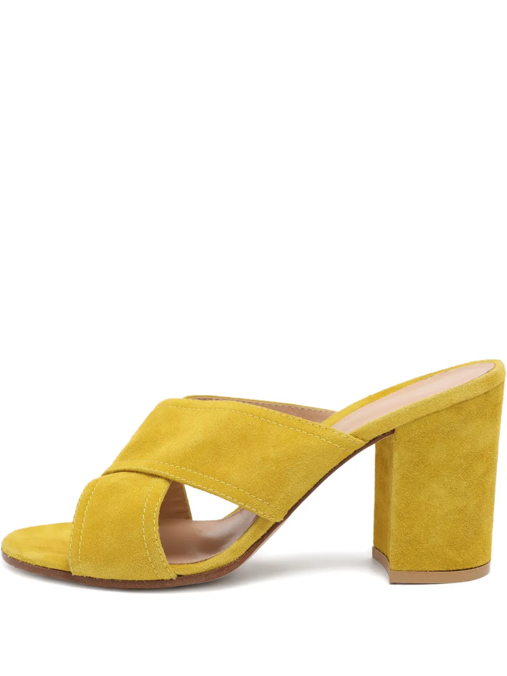 Pre-owned Gianvito Rossi Crisscross Suede Mules In Yellow