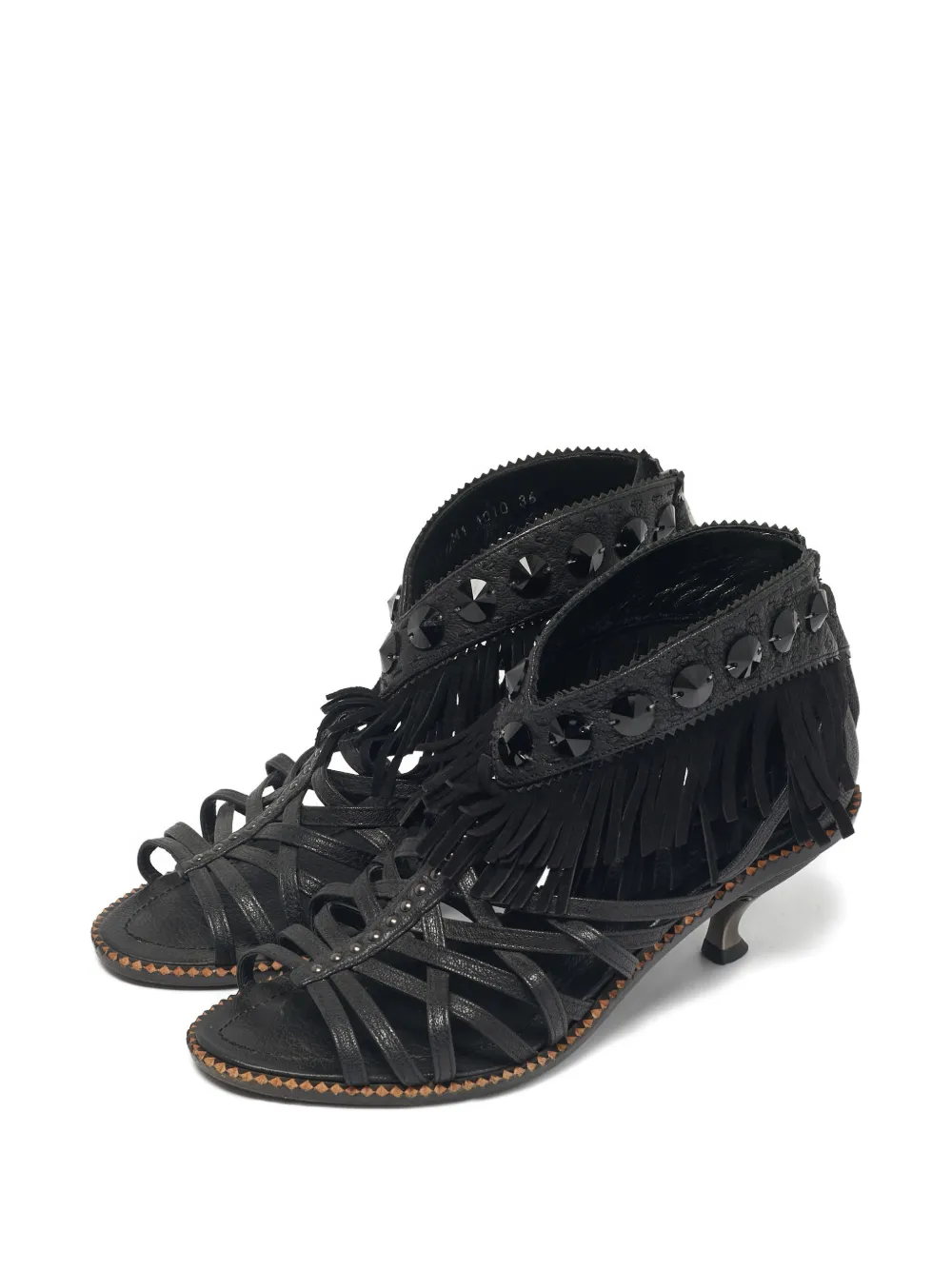 Christian Dior Pre-Owned studded fringed sandals - Zwart