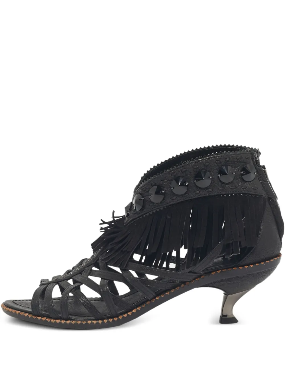 Christian Dior Pre-Owned studded fringed sandals - Schwarz