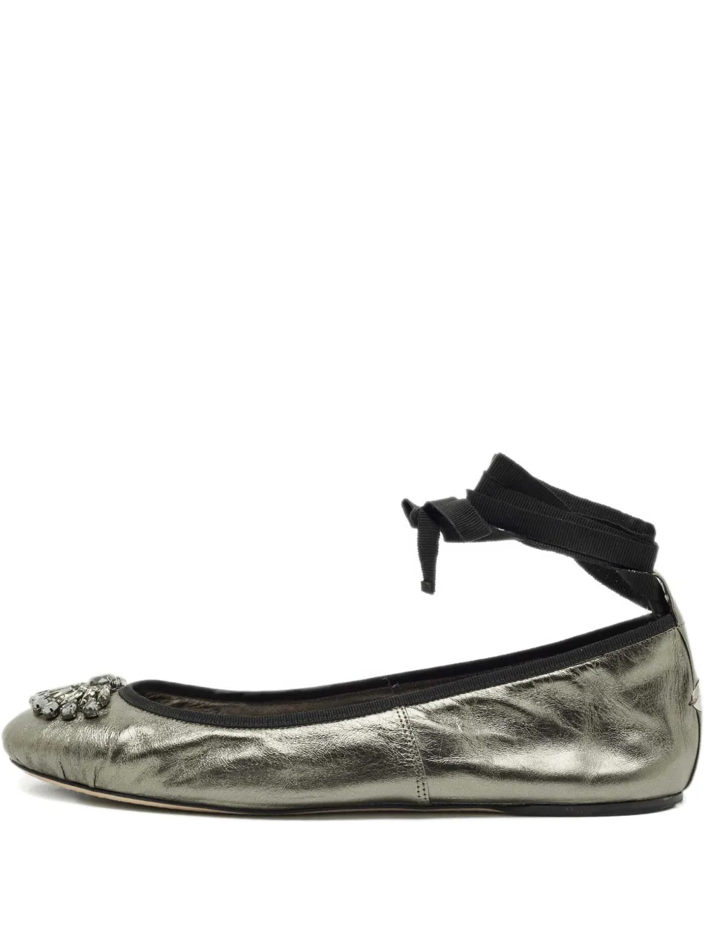 Jimmy Choo Pre-Owned Grace crystal-embellished ballet flats - Argento
