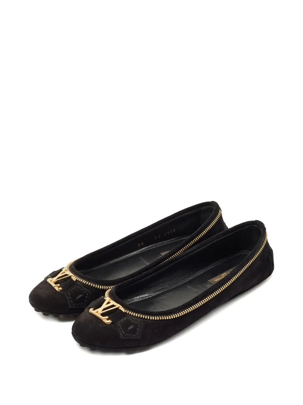 Louis Vuitton Pre-Owned logo-plaque ballet flats - Zwart