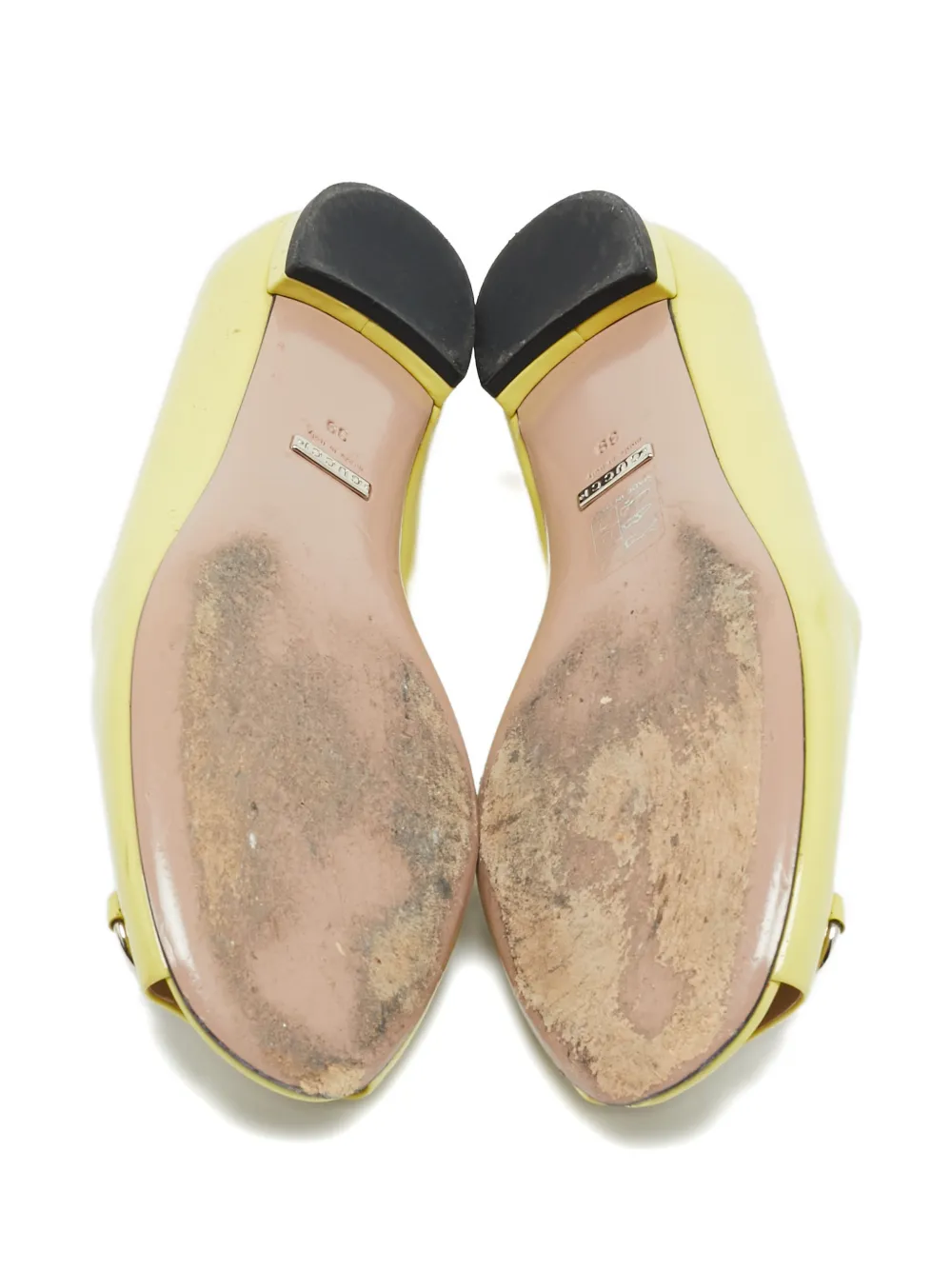 Gucci Pre-Owned horsebit-detail peep-toe ballet flats - Geel
