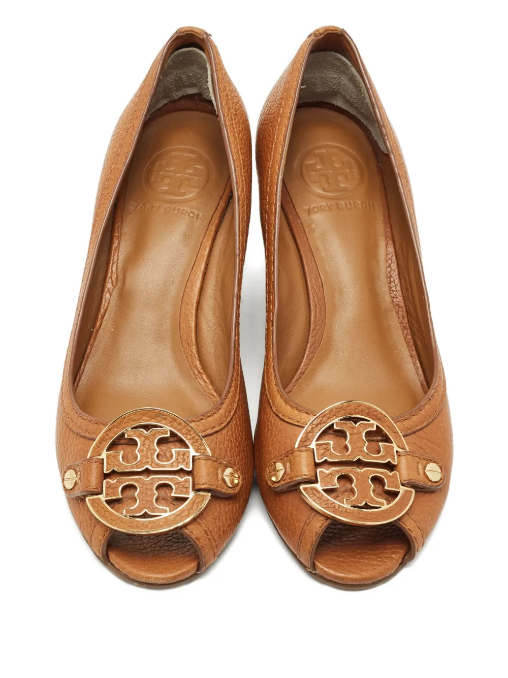 Tory Burch Amanda logo peep-toe pumps - Bruin