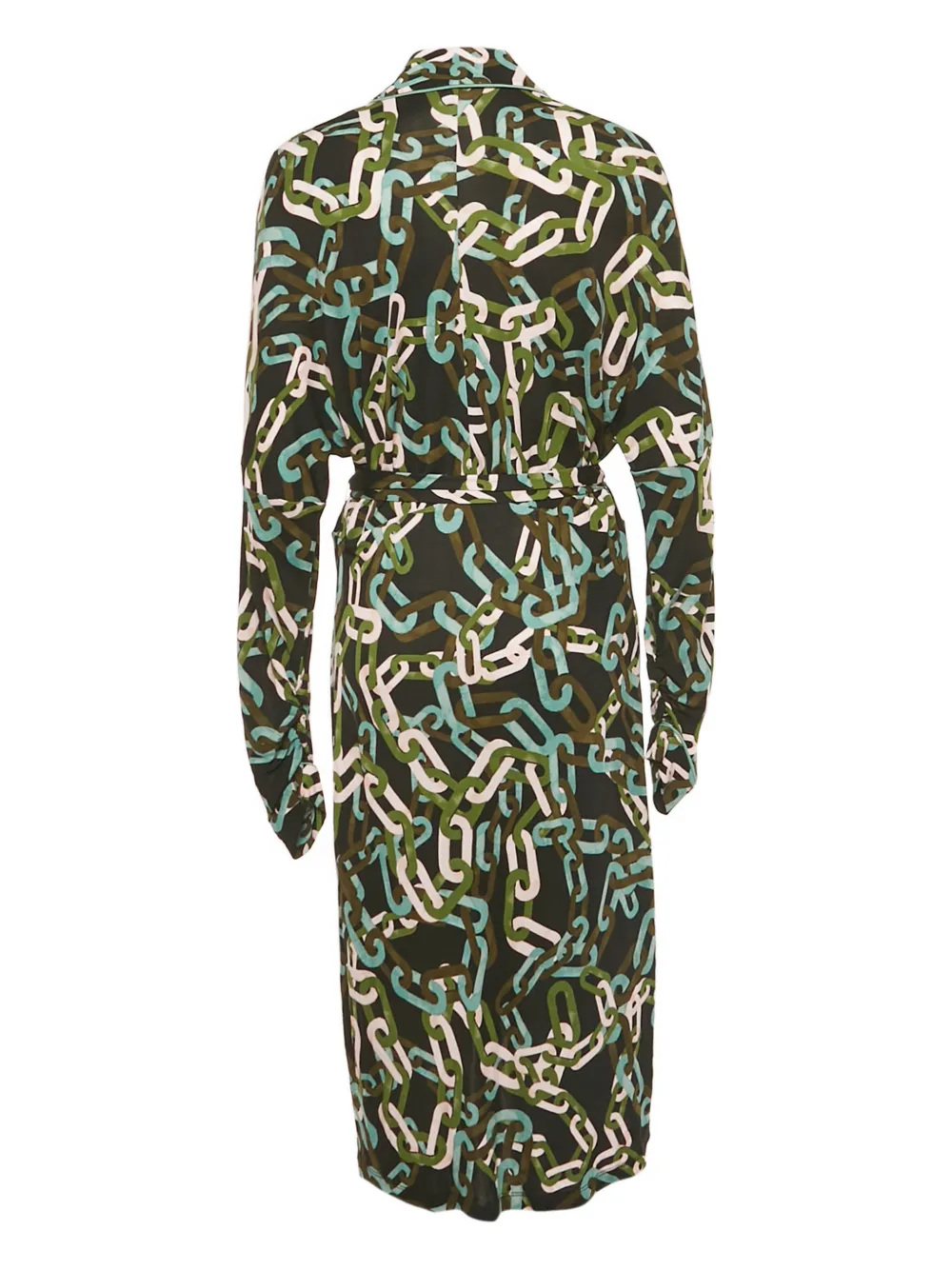 DVF Diane von Furstenberg chain print belted midi dress - Zwart