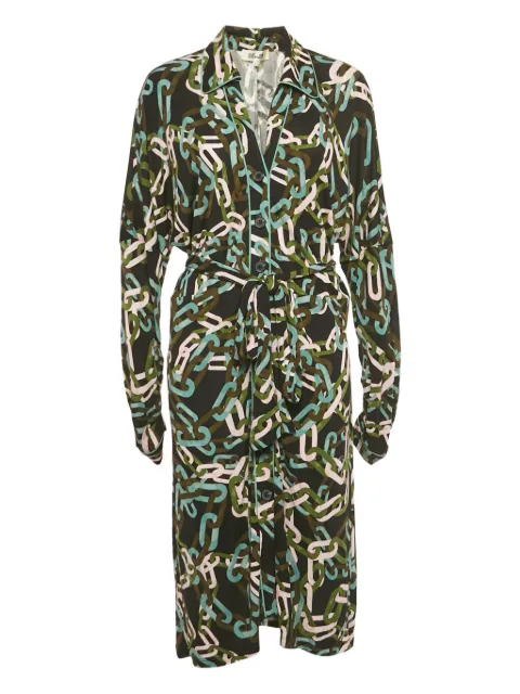 DVF Diane von Furstenberg chain print belted midi dress