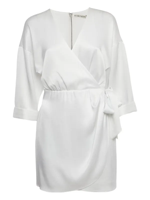 alice and olivia white mini dress Alice + Olivia Mila Twist Front Mini Dress