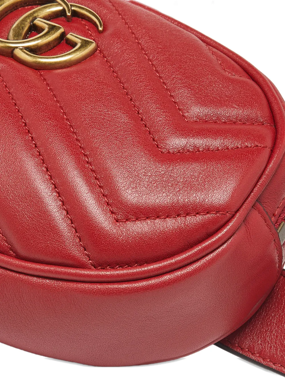 Pre-owned Gucci Gg Marmon Leather Belt Bag In Red