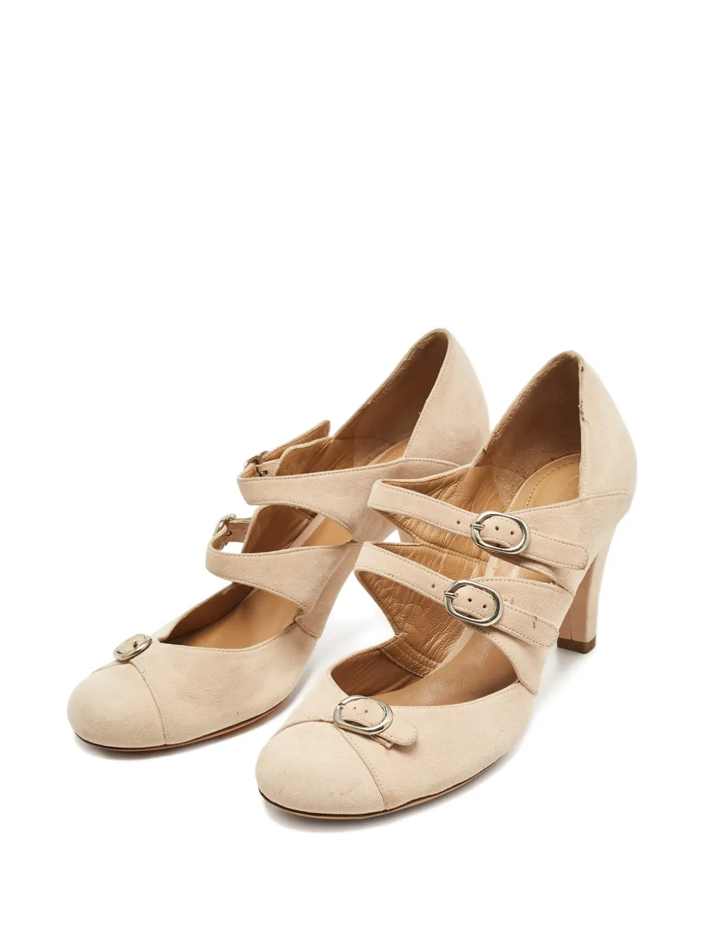 Chloé Pre-Owned Mary Jane suede strap pumps - Beige