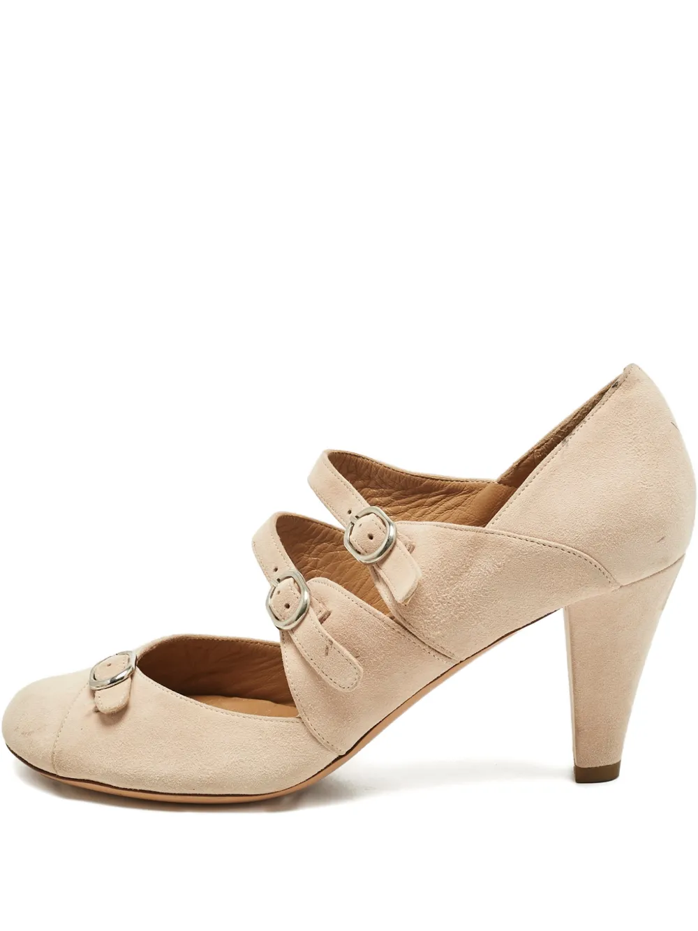 Chloé Pre-Owned Mary Jane suede strap pumps - Nude