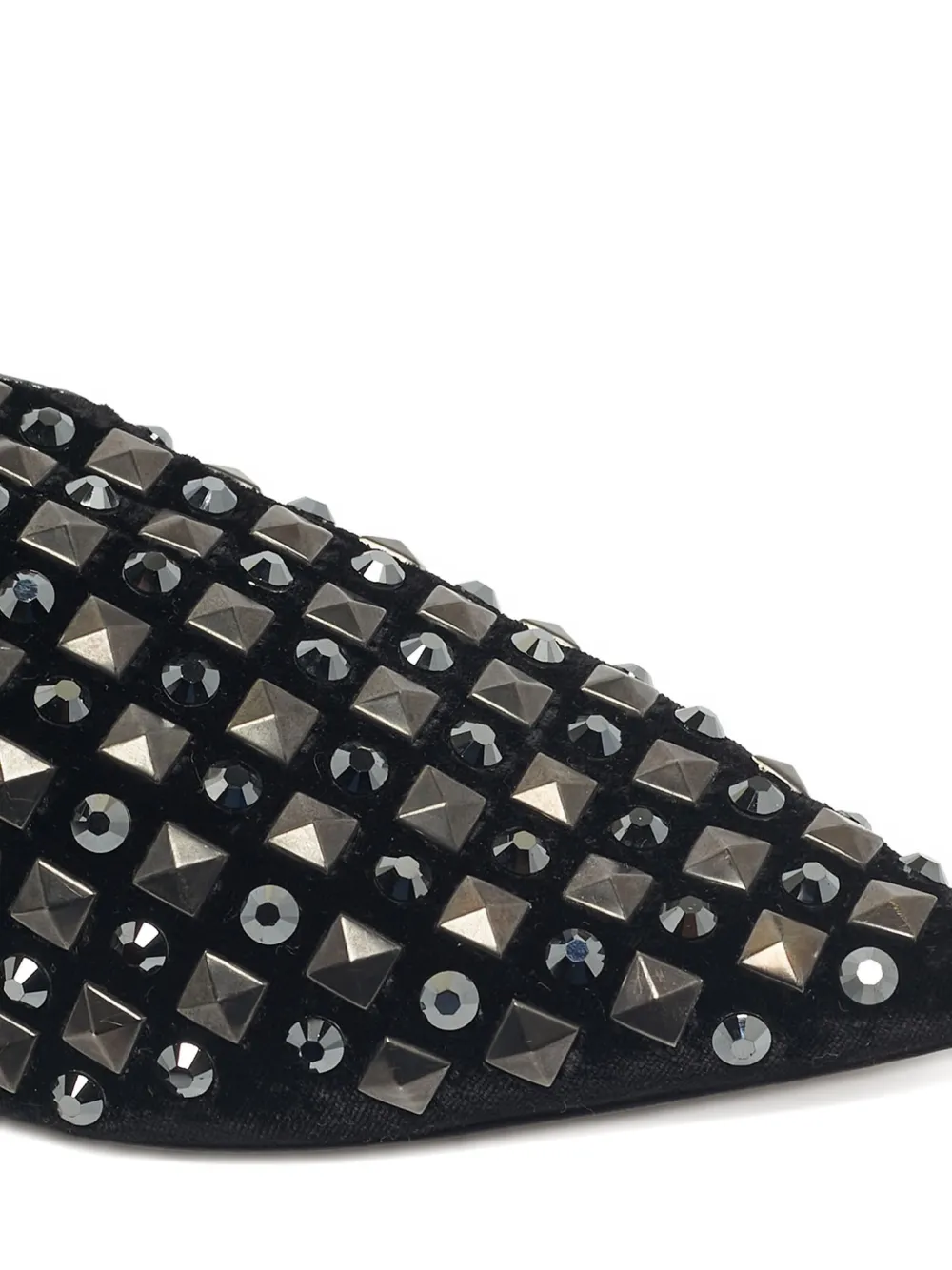 Dolce & Gabbana Pre-Owned crystal-embellished velvet slippers - Zwart