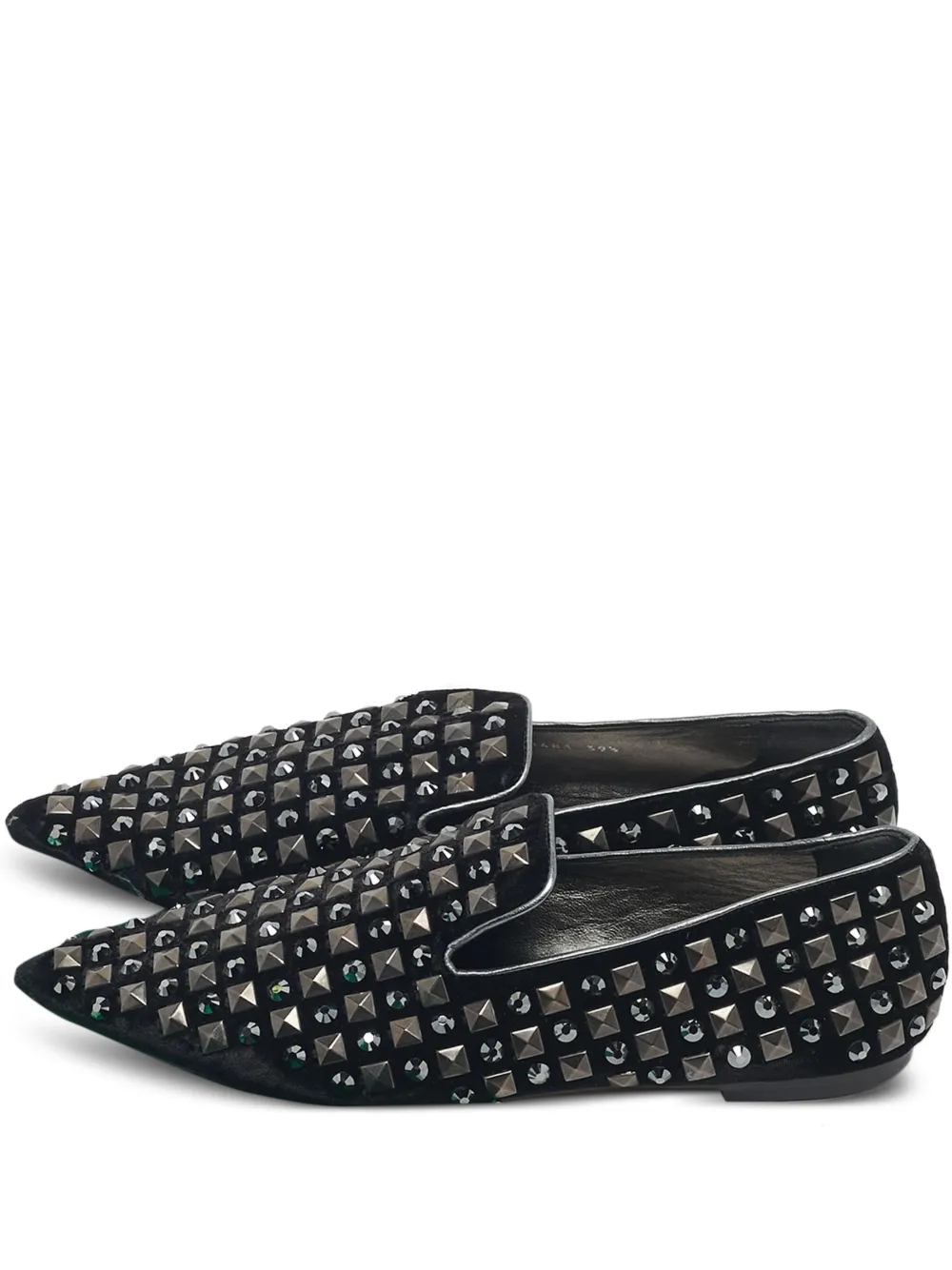 Dolce & Gabbana Pre-Owned crystal-embellished velvet slippers - Schwarz