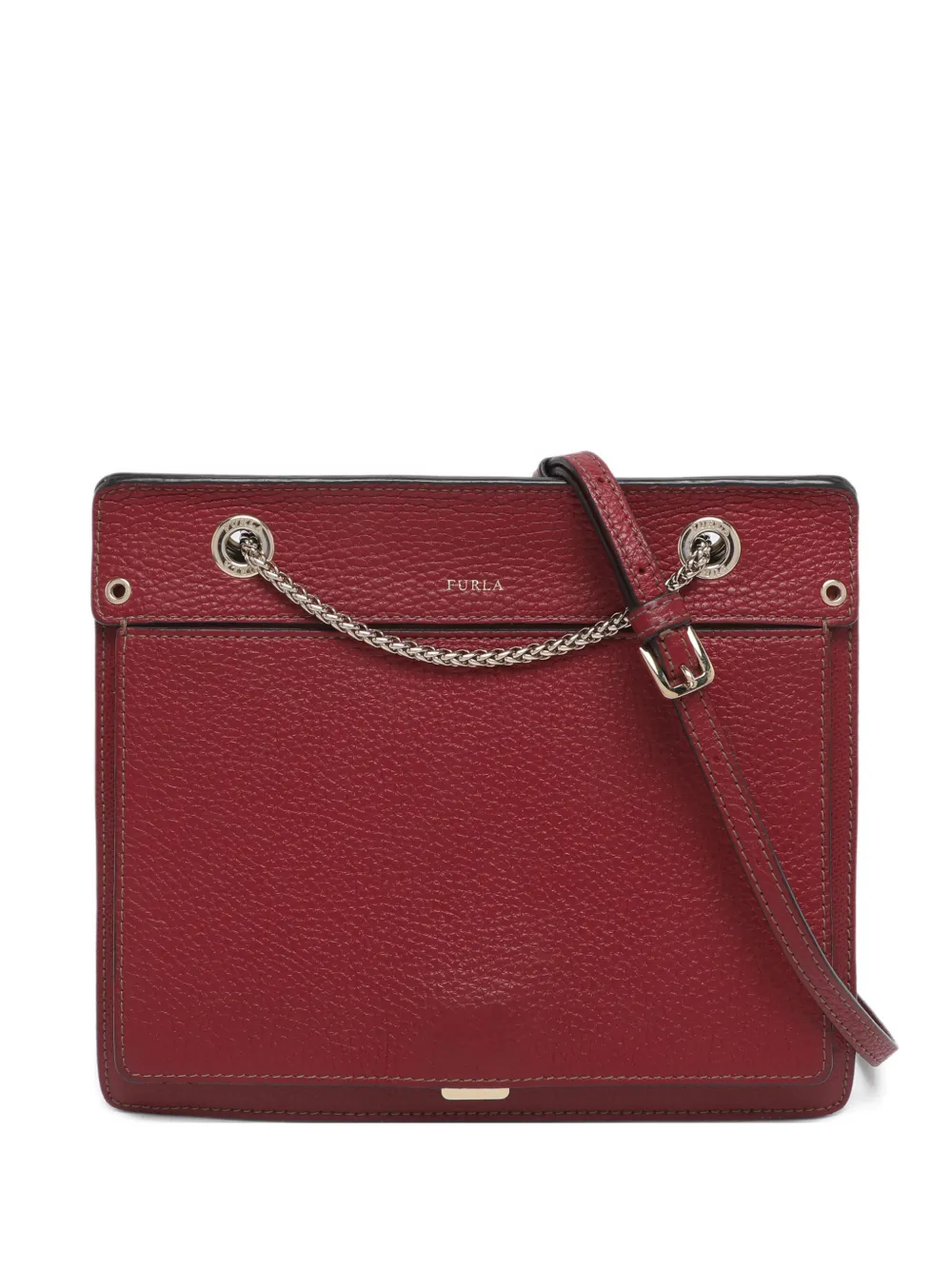 Pre-owned Furla Chain Leather Cross Body Bag In Red