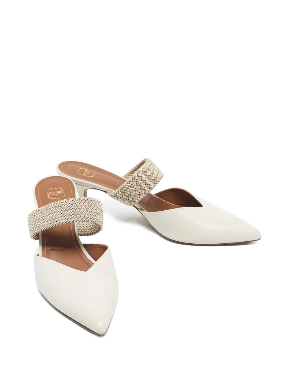 Malone Souliers Maisie woven strap pointed mules - Wit
