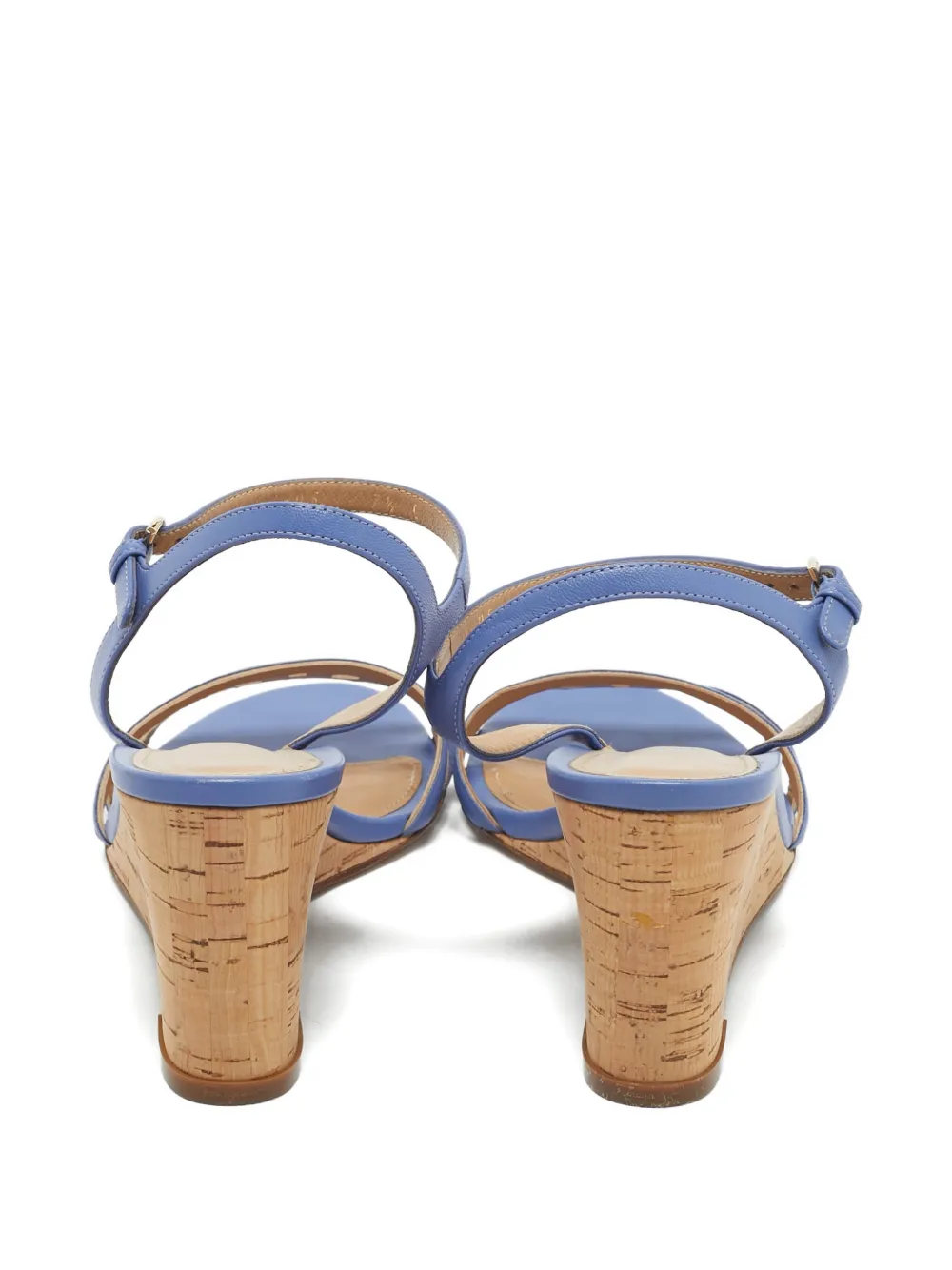 Ferragamo Pre-Owned Fieri leather wedge sandals - Blauw
