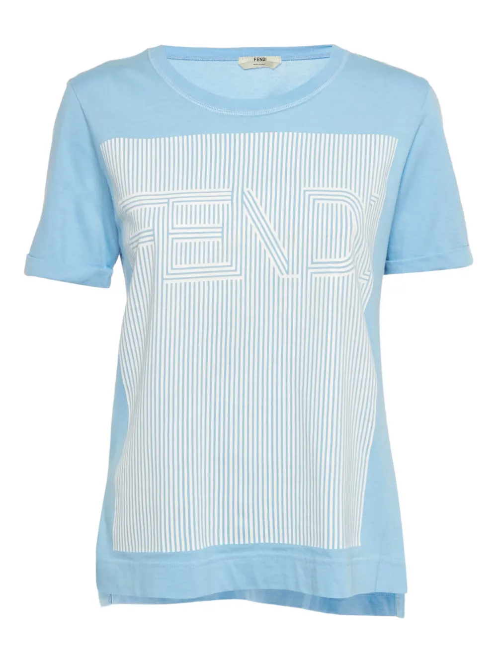 Fendi Pre-Owned logo-print striped T-shirt - Blu