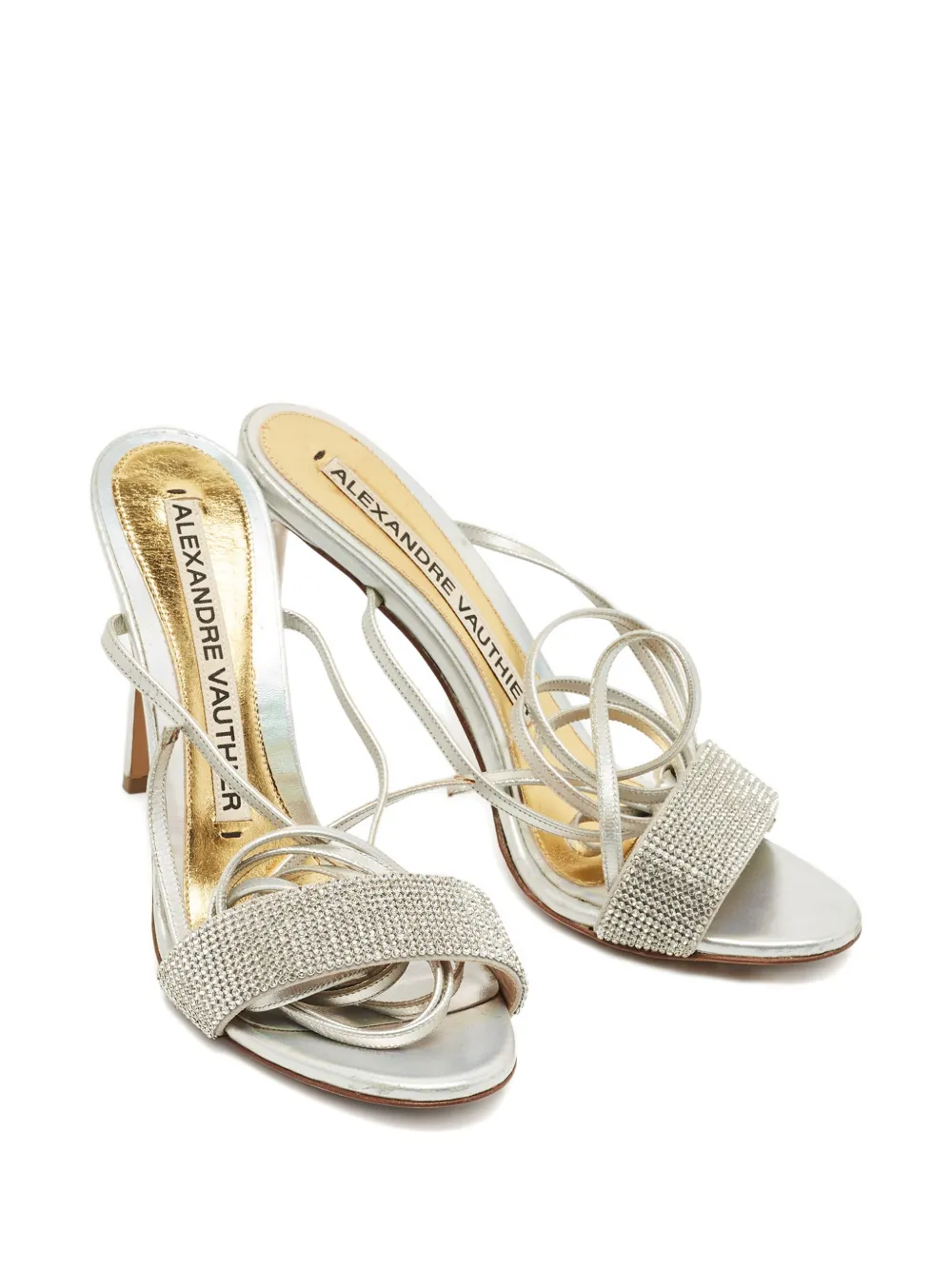 Alexandre Vauthier crystal ankle-wrap heeled sandals - Zilver