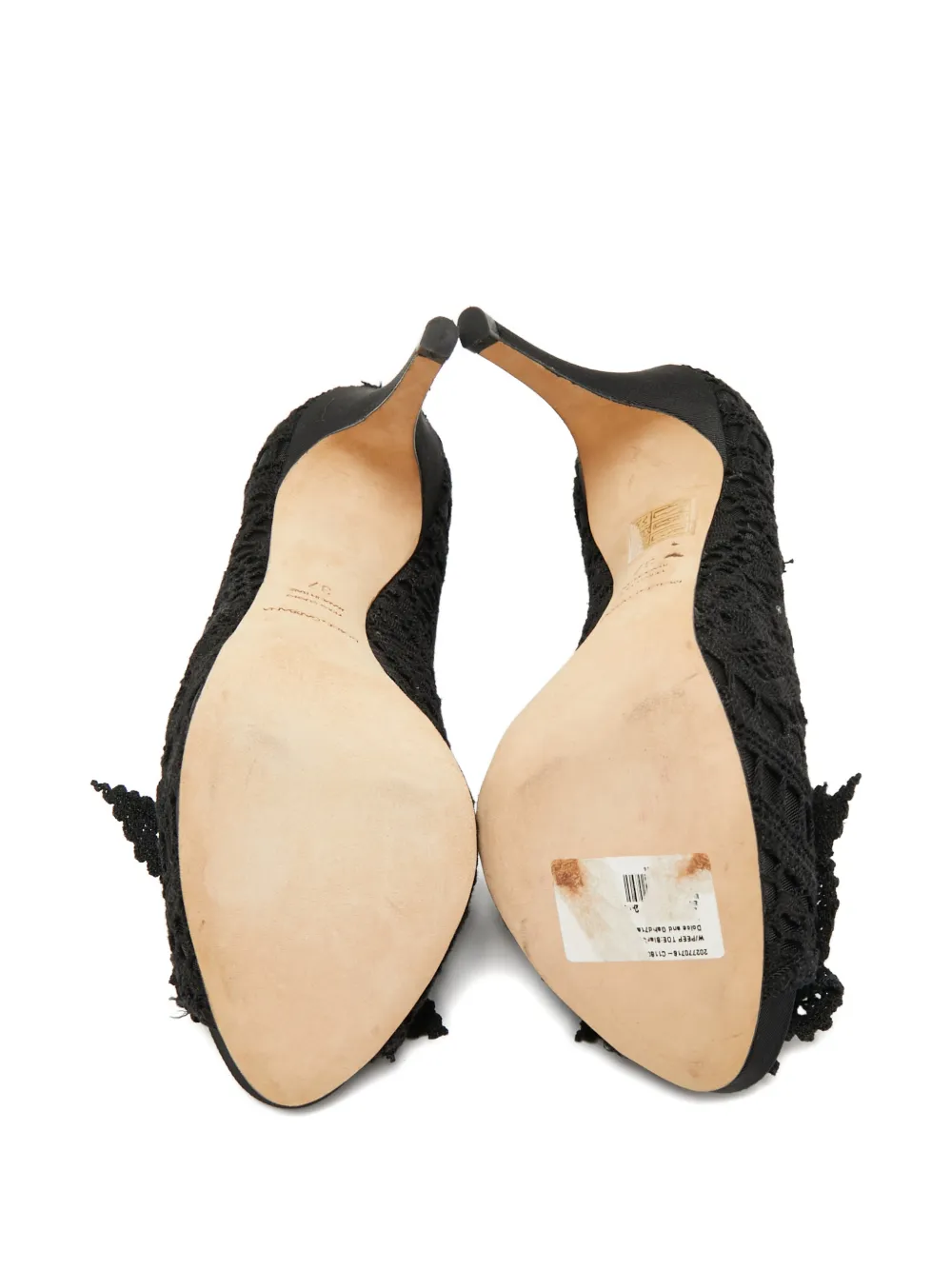 Pre-owned Dolce & Gabbana Lace Peep-toe Pumps In Black