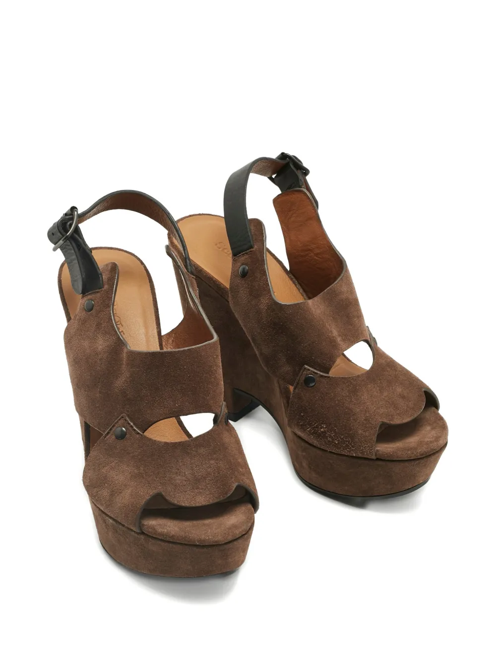 Pre-owned See By Chloé Vintage Platform Wedge Sandals In Brown