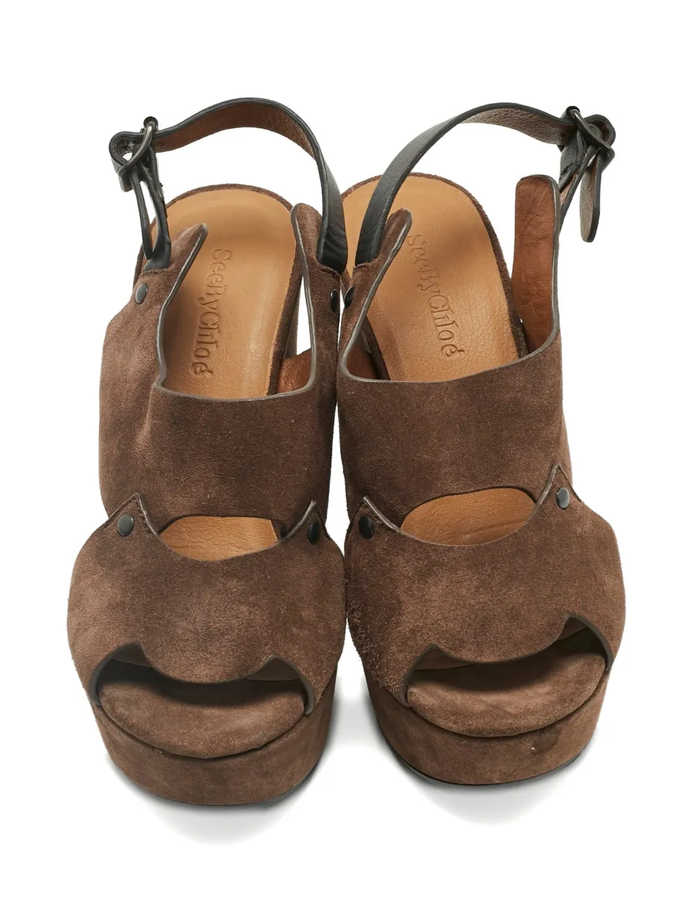 Pre-owned See By Chloé Vintage Platform Wedge Sandals In Brown