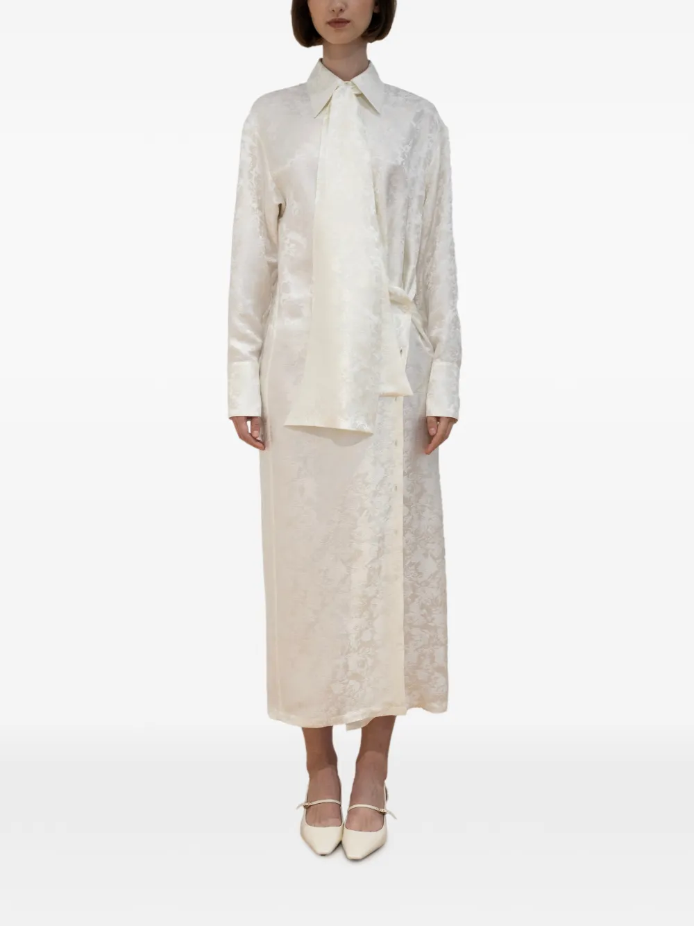 RXQUETTE Whiterose floral-detail midi dress - Beige