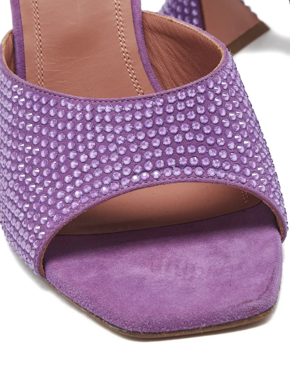 Amina Muaddi crystal-embellished suede slides - Paars