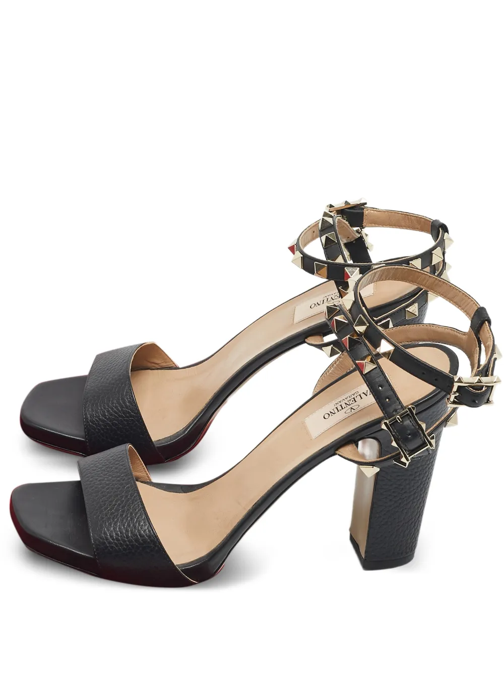 Valentino Garavani Pre-Owned Rockstud double-strap sandals - Nero