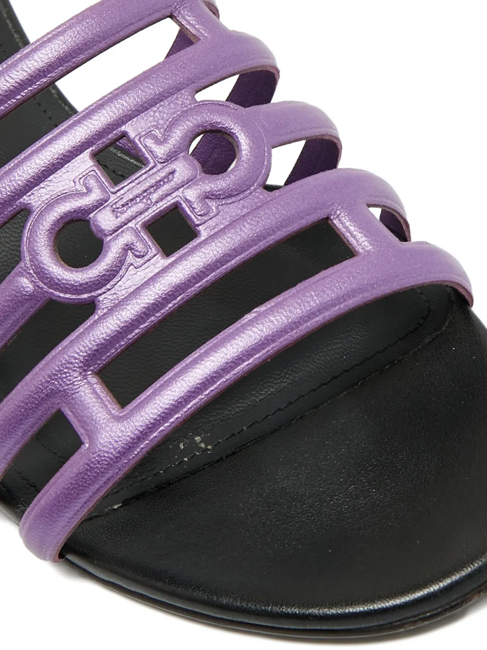 Ferragamo Pre-Owned cutout leather slide sandals - Paars