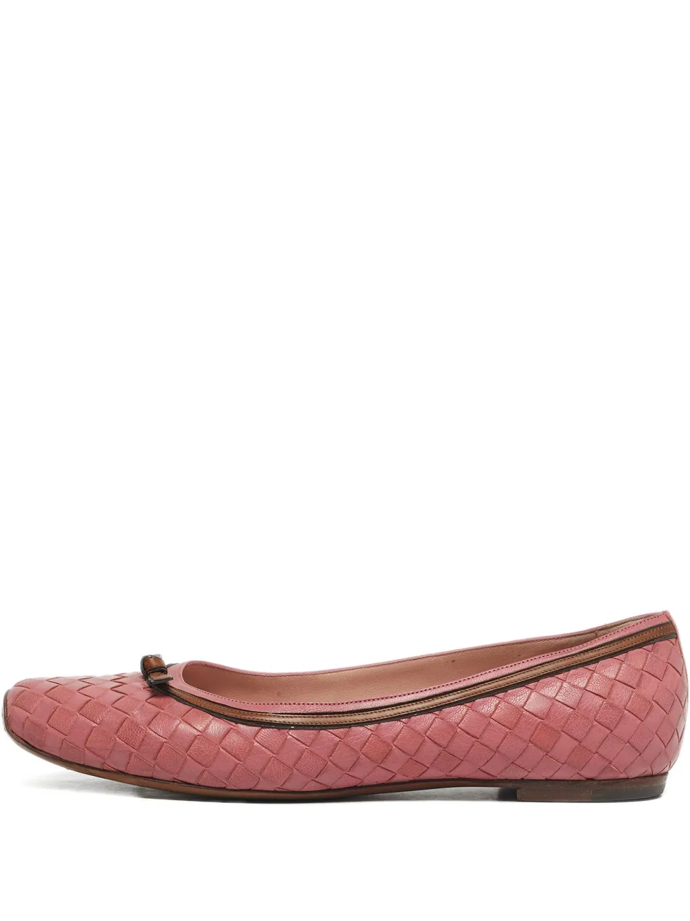 Bottega Veneta Pre-Owned Intrecciato-leather bow ballet flats - Rosa