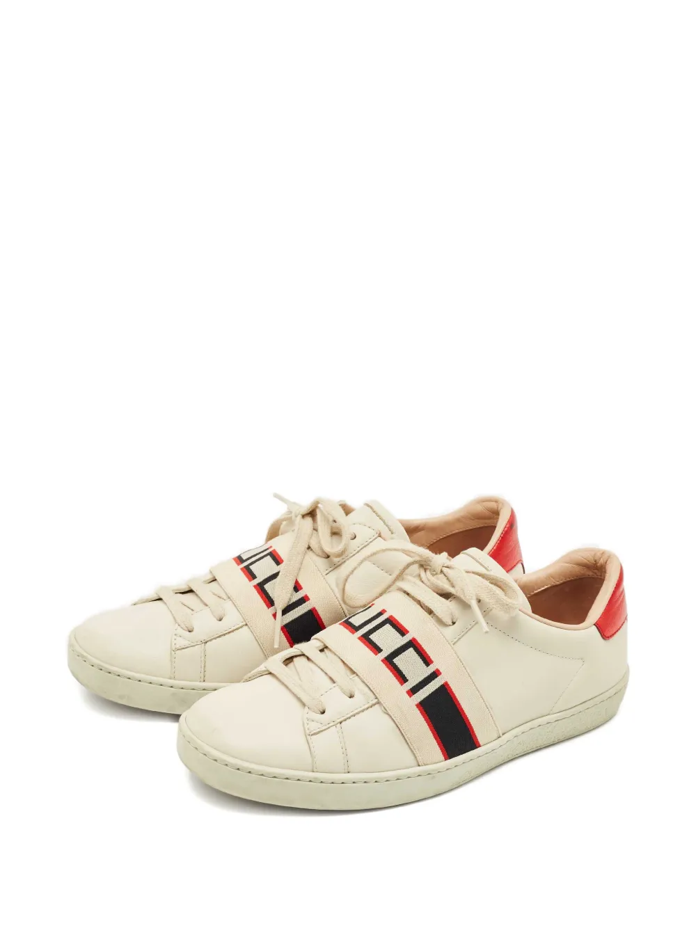 Gucci Pre-Owned Ace logo-detail leather sneakers - Beige