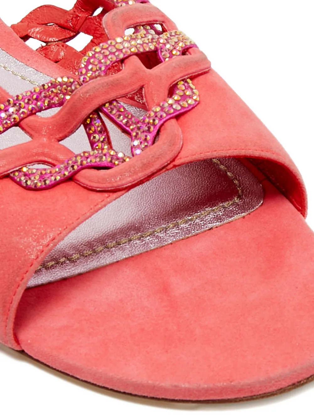 René Caovilla crystal-embellished suede sandals - Roze