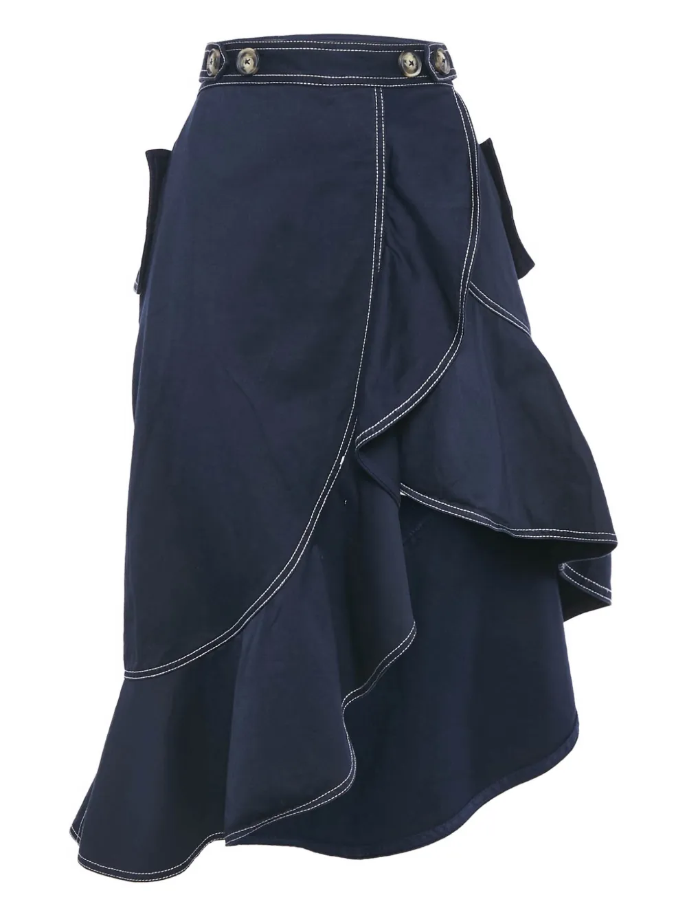 Self-Portrait flounced asymmetrical midi skirt | blu | Image 1