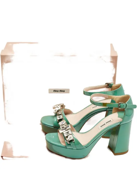 Miu Miu Pre-Owned crystal platform sandals