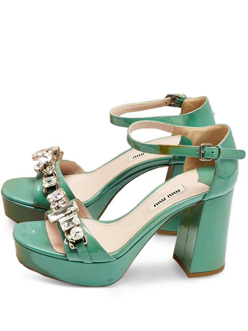 Miu Miu Pre-Owned crystal platform sandals | Green | Image 1